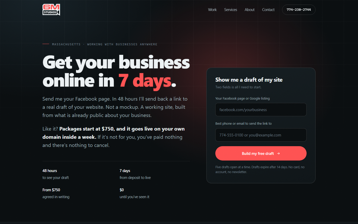 The 6M Studios homepage