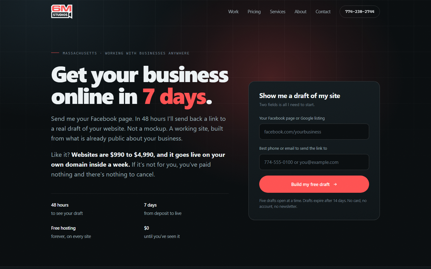 The 6M Studios homepage
